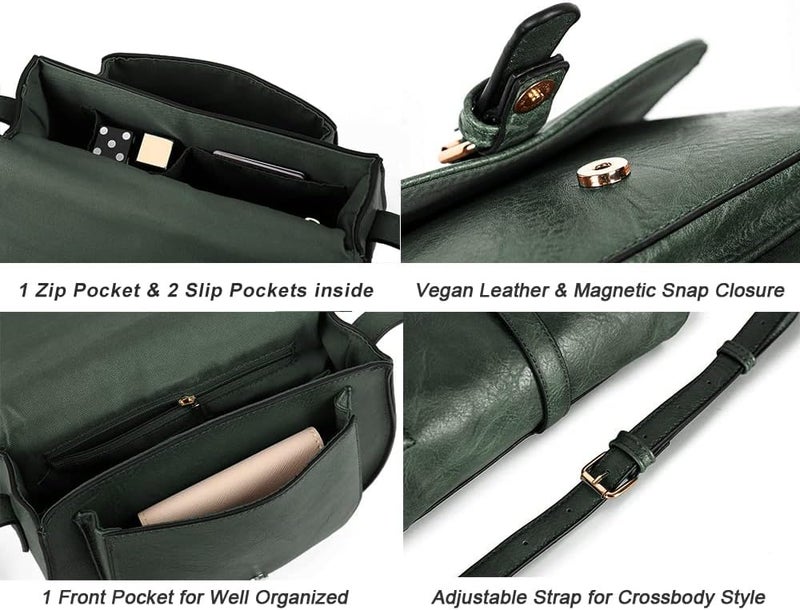 AFKOMST Crossbody Bags for Women,Small Saddle Purse and Boho Cross Body Handbags,Vegan Leather - Image 4